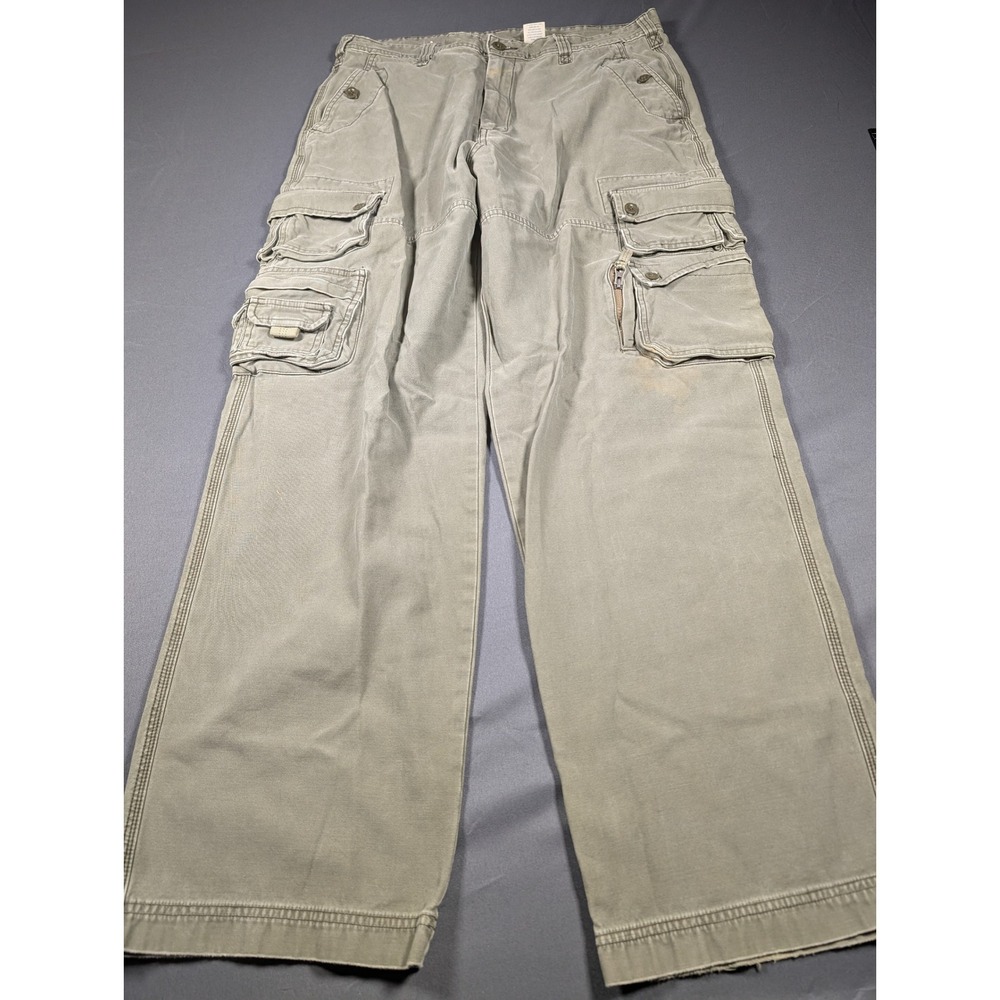 Old Navy Mens Cargo Pants 36x34 Faded Olive Green Cotton Relaxed Straight Leg